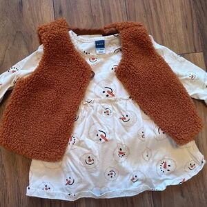 6-12 months Snowman Top and Vest